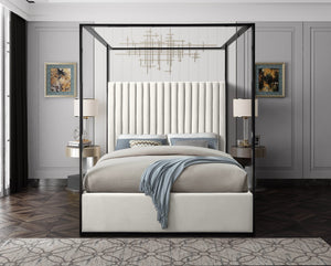 Daniel Queen Bed In Cream Velvet
