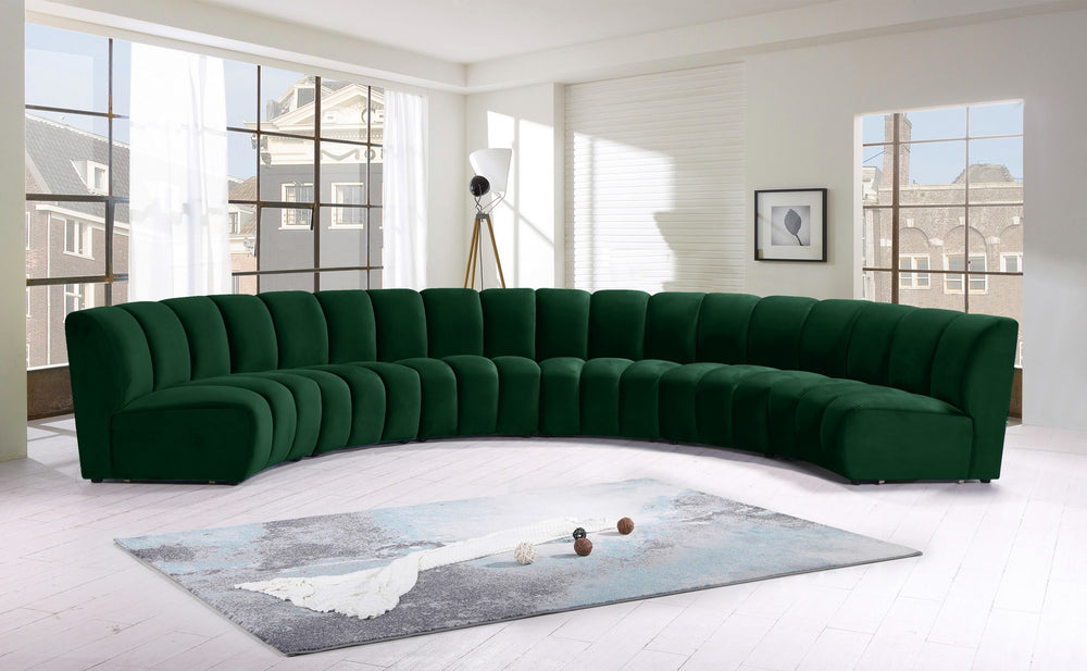 Lynda 6pc. Modular Sectional In Green Velvet
