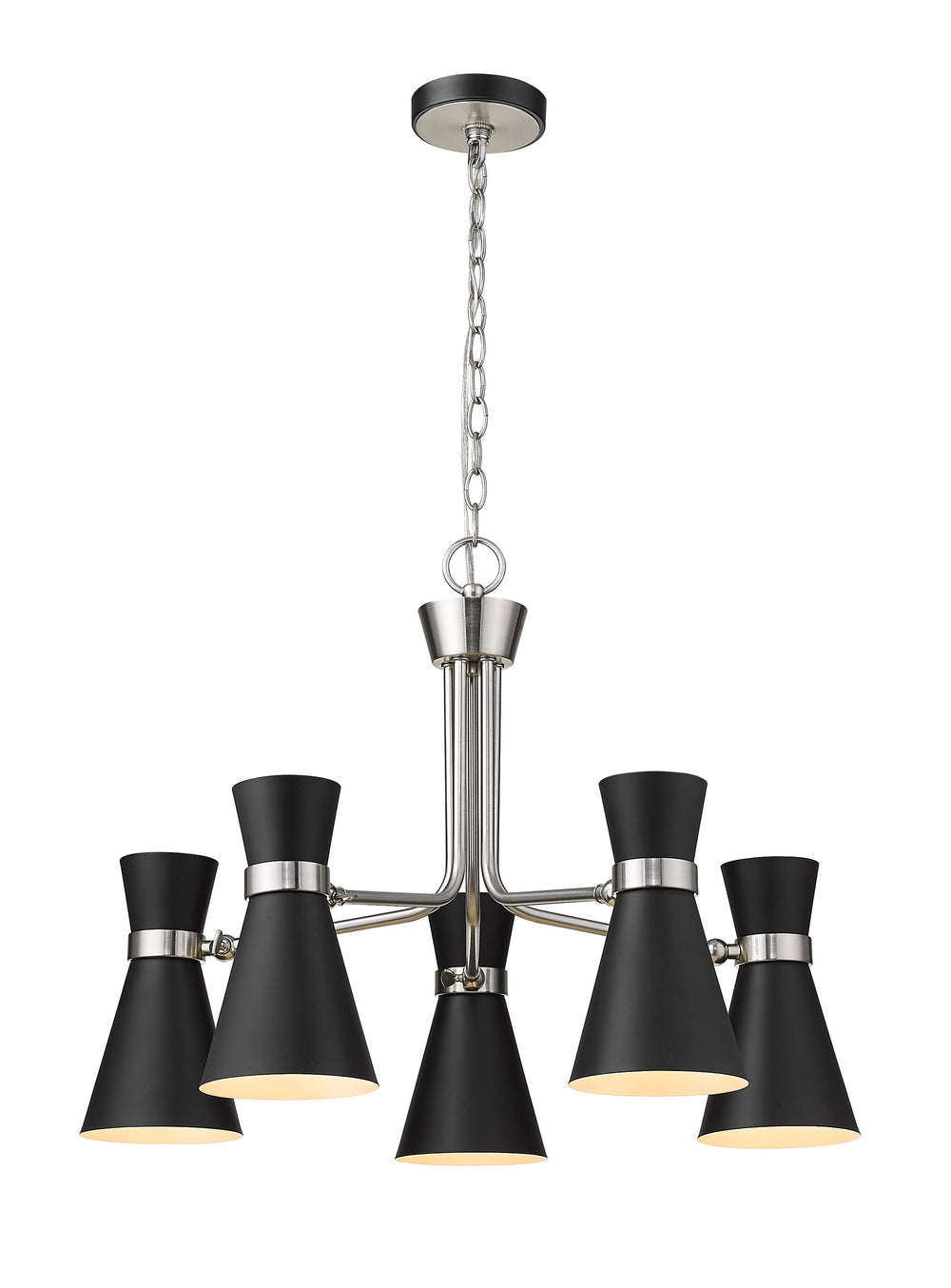 Soriano 5 Light Chandelier in Matte Black + Brushed Nickel Finish