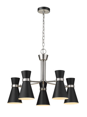 Soriano 5 Light Chandelier in Matte Black + Brushed Nickel Finish