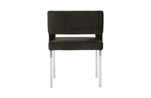 Raffia Dining Chair, Black Velvet, Stainless Steel Legs