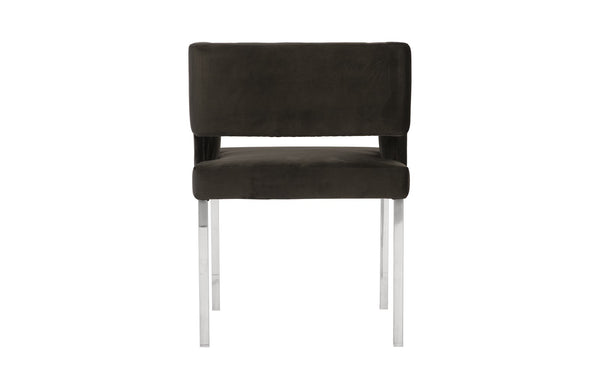 Raffia Dining Chair, Black Velvet, Stainless Steel Legs