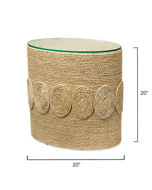 Barbados Oval Corn-Straw Side Table