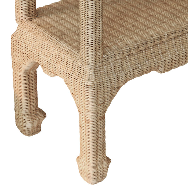 MING STYLE ETAGERE IN WOVEN RATTAN