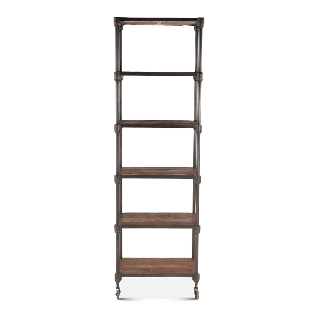 Industrial Teak 25-Inch Wide Industrial Bookshelf