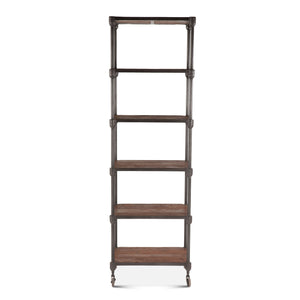 Industrial Teak 25-Inch Wide Industrial Bookshelf
