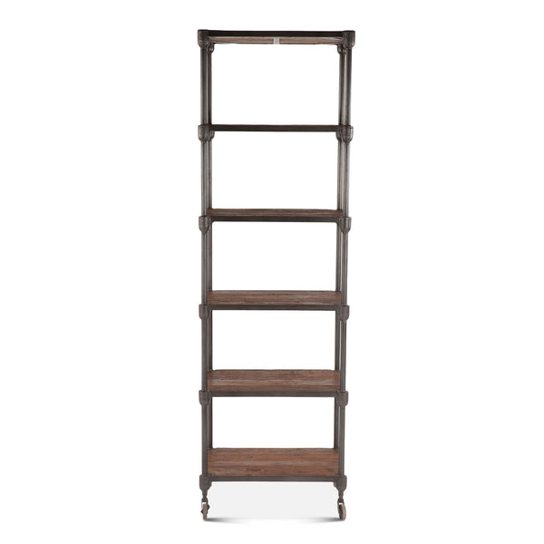 Industrial Teak 25-Inch Wide Industrial Bookshelf
