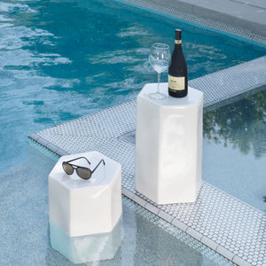 Porto Ceramic Indoor/Outdoor Side Table-Large, White
