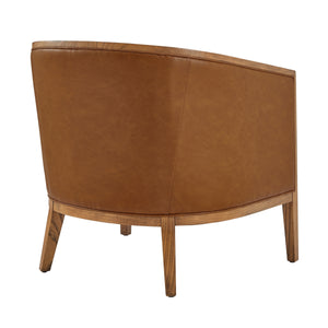 Tillman Faux Leather/Linen Accent Arm Chair, Casa Caramel/Shortbread