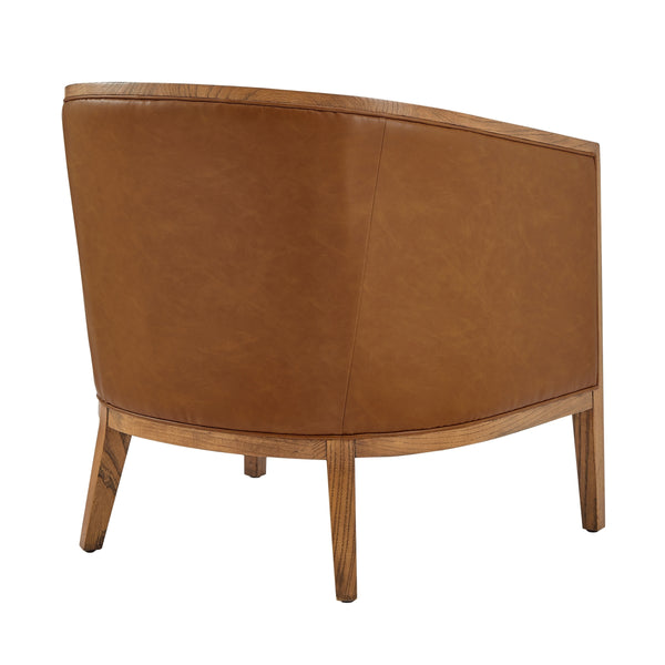 Tillman Faux Leather/Linen Accent Arm Chair, Casa Caramel/Shortbread