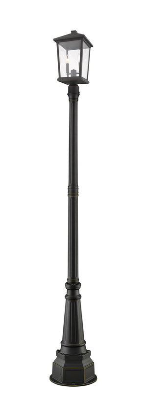 Beacon 2 Light Outdoor Post Mounted Fixture in Oil Rubbed Bronze Finish