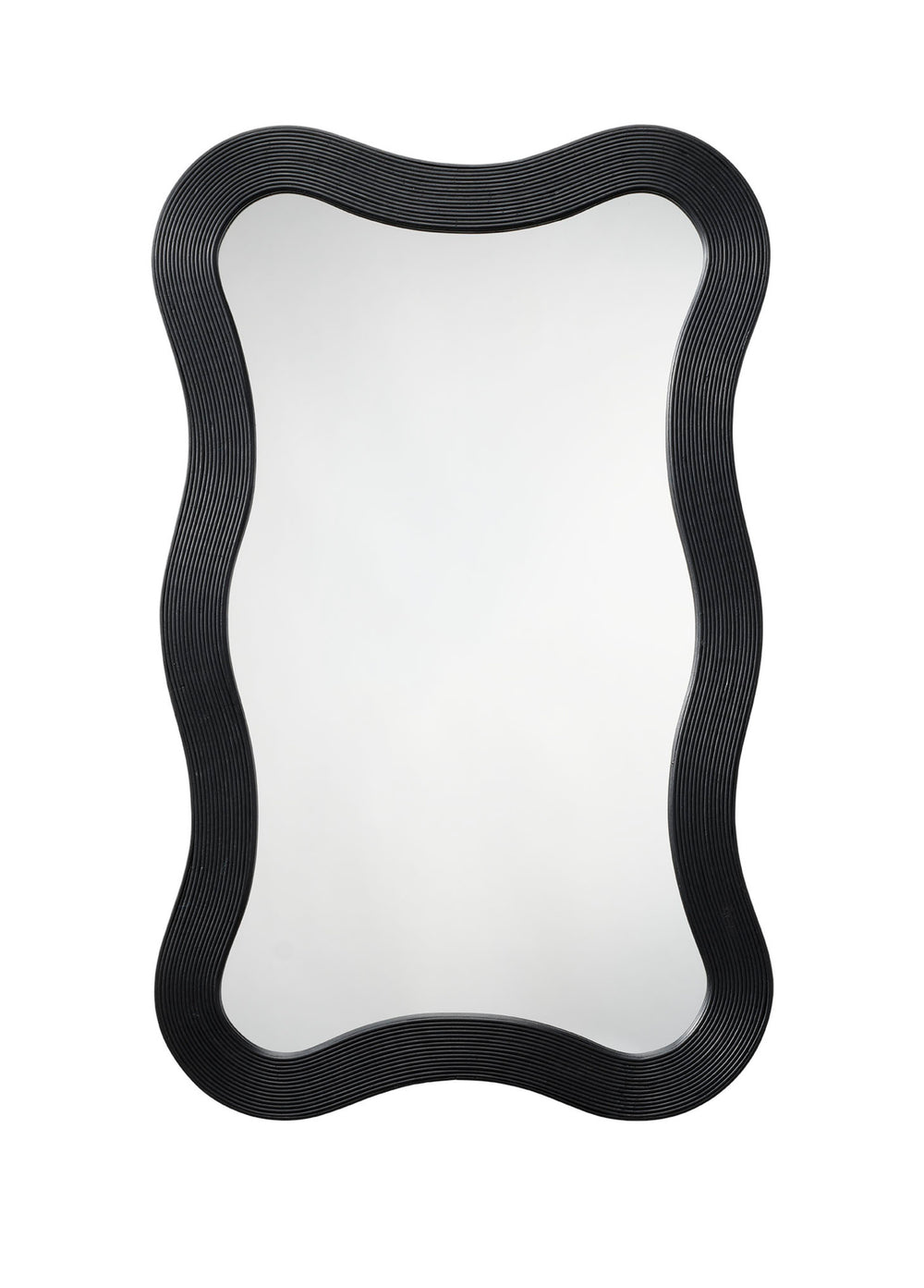 Deli Wavy Bamboo Wall Mirror, Black