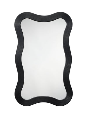 Deli Wavy Bamboo Wall Mirror, Black