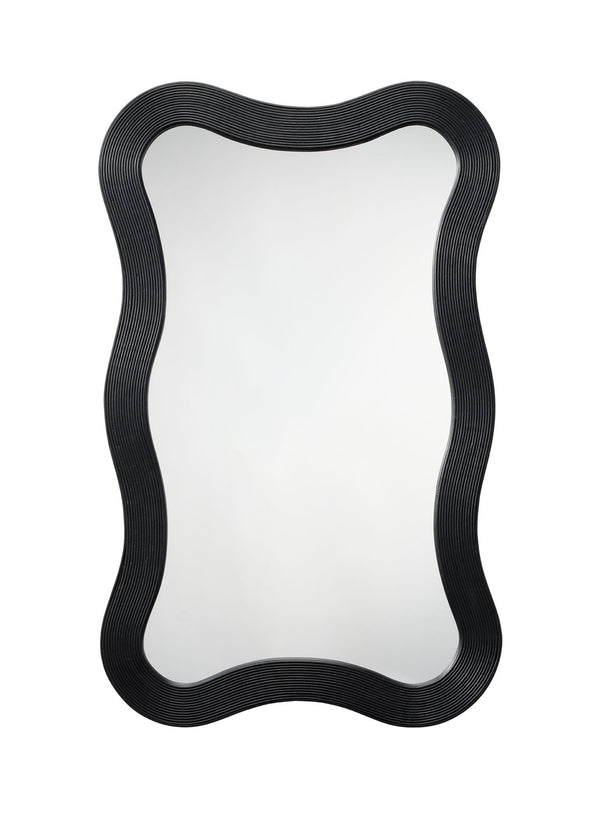 Deli Wavy Bamboo Wall Mirror, Black