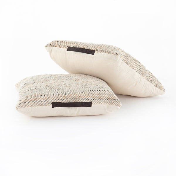 Neema Pouf-Heathered Wool-Nat, Blk