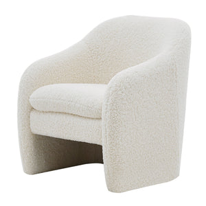 Zella Faux Shearling Fabric Accent Arm Chair In Shearling Beige