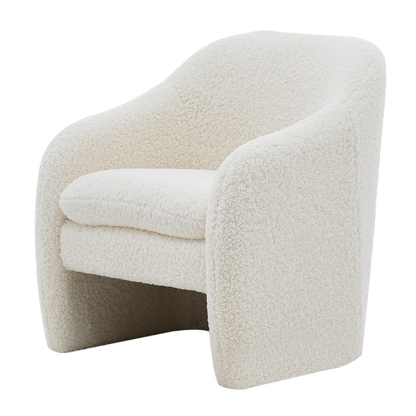 Zella Faux Shearling Fabric Accent Arm Chair In Shearling Beige