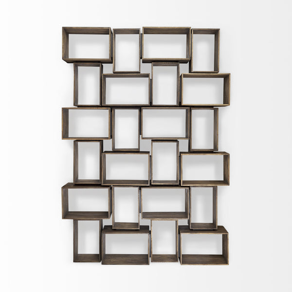 Simul Brown Wood 2 Shelves Modular Shelving Unit