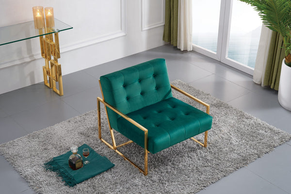 Benny Accent Chair In Green Velvet