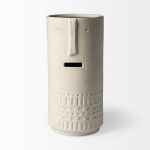 Jacob II Tall White Ceramic Smiling Face Vase