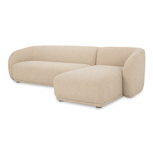 Faye Right Sectional Beige Boucle with Curved Back
