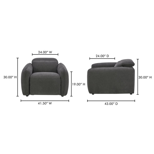 Eli Power Recliner Chair in Dusk Grey