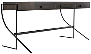 Frank Ebony Walnut Desk with Matte Black Steel Base