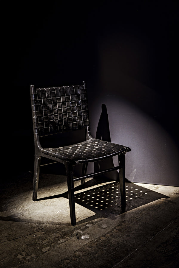 Dede Dining Chair, Leather, Black
