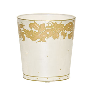 OVAL WASTEBASKET GOLD AND SILVER