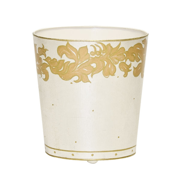 OVAL WASTEBASKET GOLD AND SILVER