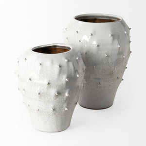 Julian Large Glossy White Ceramic Spoked Vase