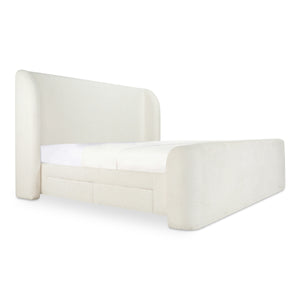 Sophia Queen Storage Bed in Cream with Drawers