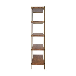 ANTIQUE BRASS ETAGERE WITH SHELVES IN DARK BURL WOOD