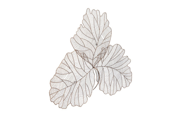 Tri Leaf Wall Art, Large, Metal, Copper/Black