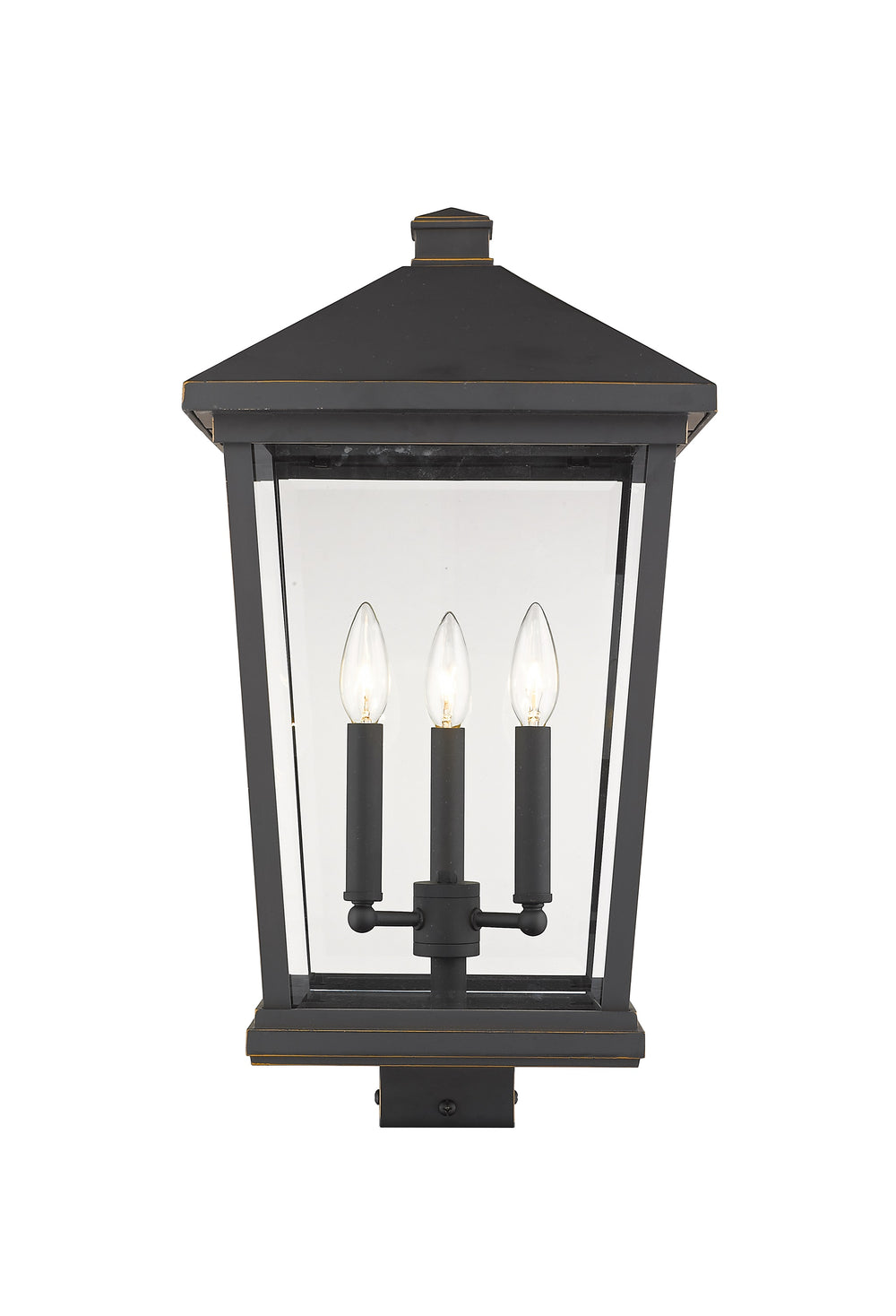 Beacon 3 Light Outdoor Post Mount Fixture in Oil Rubbed Bronze Finish