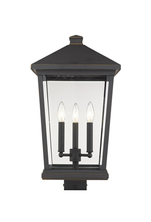 Beacon 3 Light Outdoor Post Mount Fixture in Oil Rubbed Bronze Finish