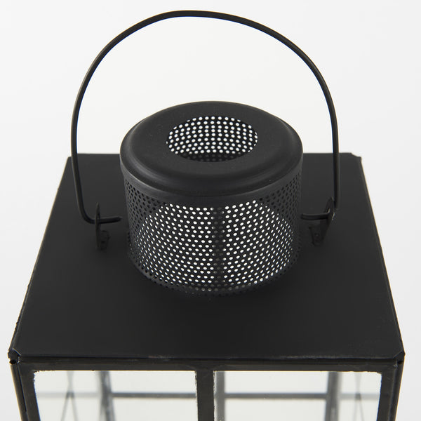 Gamfield 6.1L x 6.1W x 13.4H Medium Black Metal and Glass Lantern
