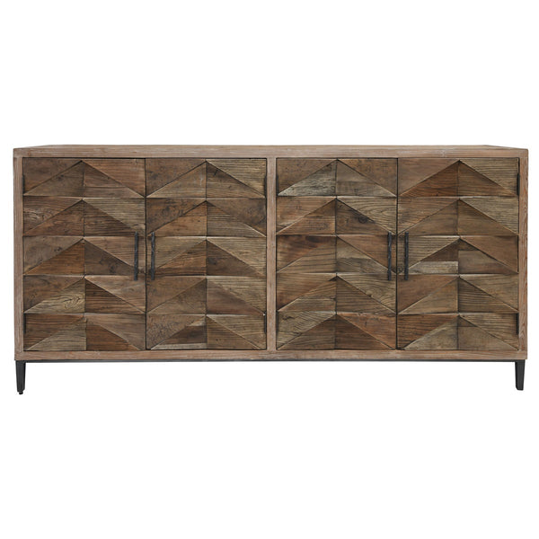 Maverick Solid Wood 4Dr Cabinet in Brown/Natural