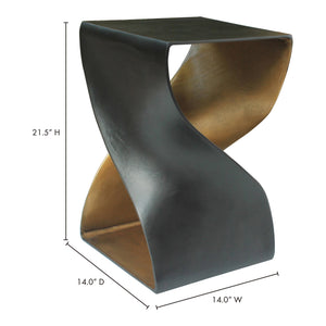 Moe's Twist Accent Table Black with Brass Finish