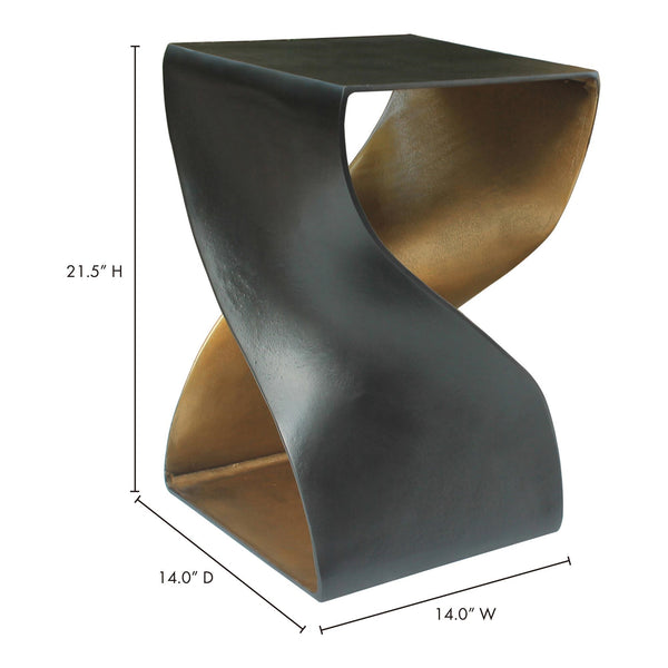 Moe's Twist Accent Table Black with Brass Finish