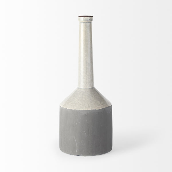 Burton 16.7H Large Two Tone Gray Ceramic Jug Vase