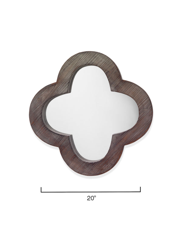 Clover Wood Wall Mirror, Grey Wash