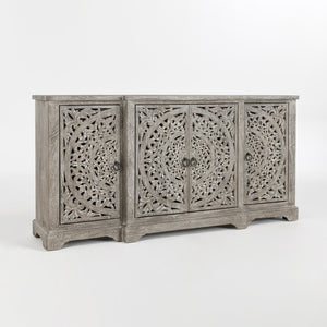 Harmony Solid Wood Breakfront Cabinet - Vintage Gray