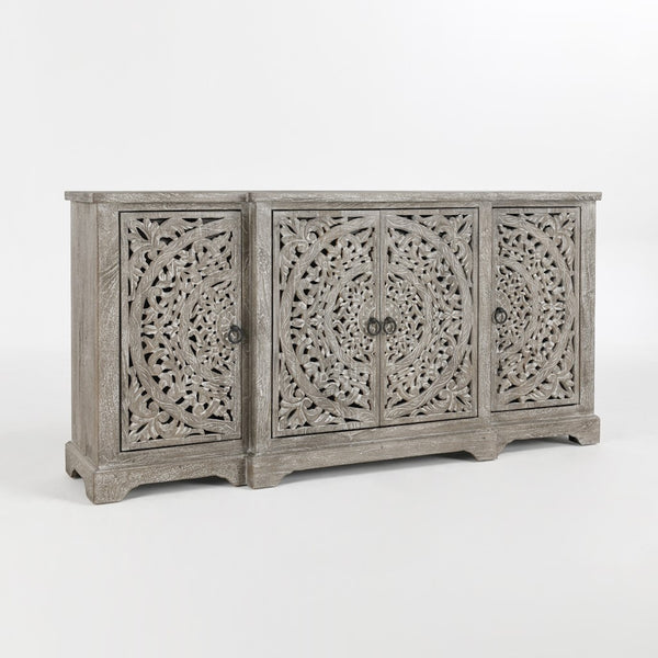 Harmony Solid Wood Breakfront Cabinet - Vintage Gray
