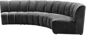 Lynda 4pc. Modular Sectional In Grey Velvet