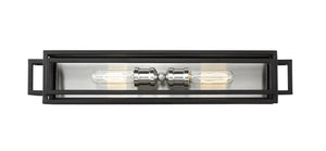 Titania 2 Light Vanity in Black + Brushed Nickel Finish