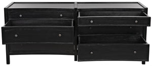 Hampton 6-Drawer Mahogany Dresser with Brass Pulls in Hand-Rubbed Black