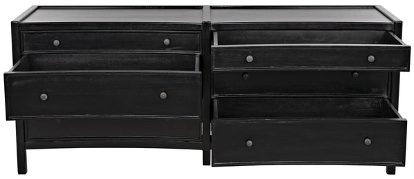 Hampton 6-Drawer Mahogany Dresser with Brass Pulls in Hand-Rubbed Black
