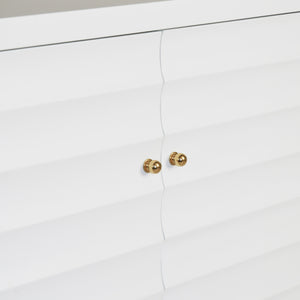 FOUR DOOR BUFFET WITH HORIZONTAL FLUTED DETAIL IN MATTE WHITE LACQUER