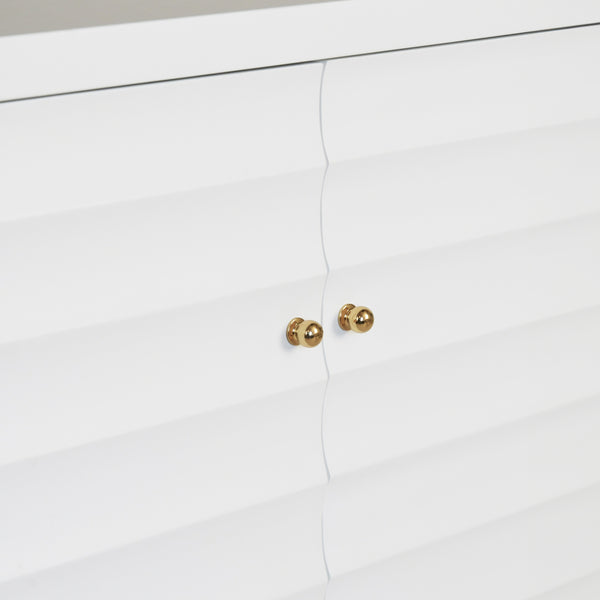 FOUR DOOR BUFFET WITH HORIZONTAL FLUTED DETAIL IN MATTE WHITE LACQUER